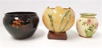 3 pottery pieces including Roseville Wincraft jar