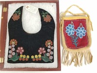 2 Native American beaded items: pouch & Ojibwe