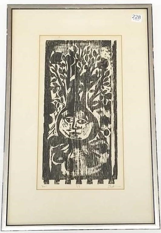 Pencil signed Bosch? woodcut 8/9 "Be"