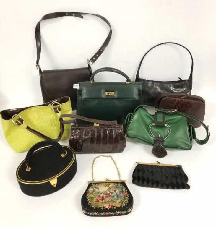 10 vintage, etc. purses including Italian Birken