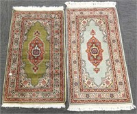 2 handmade silk carpets - 2' x 3 1/2'
