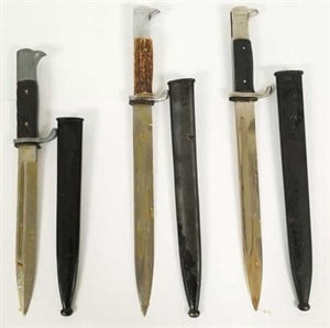 3 WWII German bayonets with scabbards