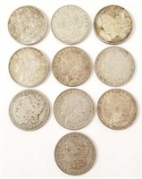 10 U.S. Morgan silver dollars - assorted dates
