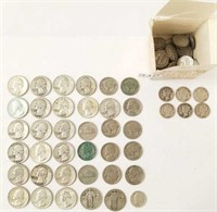 Group of assorted U.S. silver coins, Mercury dimes