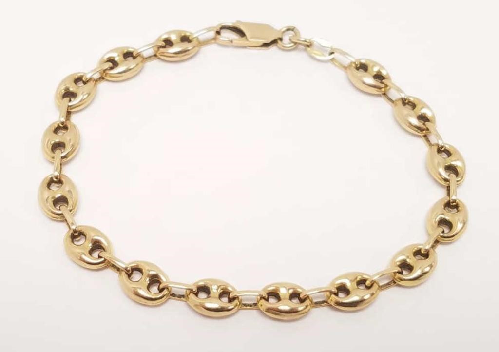 14K gold link bracelet - 6.9 grams - 7" long