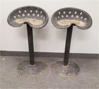 2 metal tractor seat stools - 36" tall