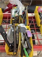 Four bins of tools, wrenches, socket, drivers,