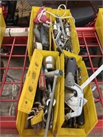 Four bins of tools. Wrenches, sockets, Allen