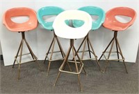 5 mid-century fiberglass shell stools - 42" tall