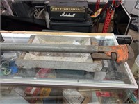 Big pipe wrench with welded cheater, metal