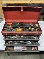 Craftsman Metal toolbox with assortment of tools,
