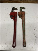 Two large pipe wrenches