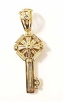 14K gold unisex large key pendant set with