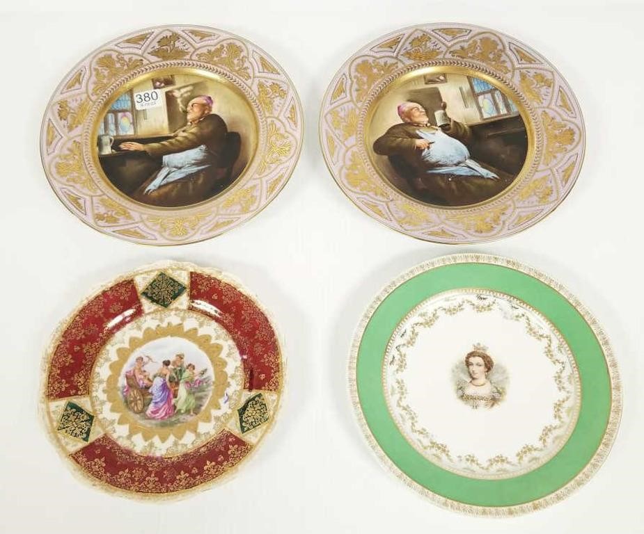 4 Royal Vienna style portrait plates - 9 1/4"