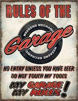 Rules Of The Garage Tin Sign