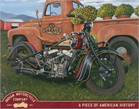Indian Motorcycle With Truck Tin Sign