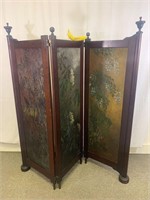 Antique Hand Painted 3 Panel Room Divider