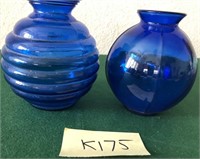 R - LOT OF 2 COBALT BLUE VASES (K175)