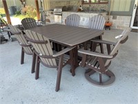 Poly Outdoor Table & 6 Chairs 2 Captains Chairs