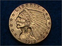 1912 INDIAN  $2.50  GOLD COIN
