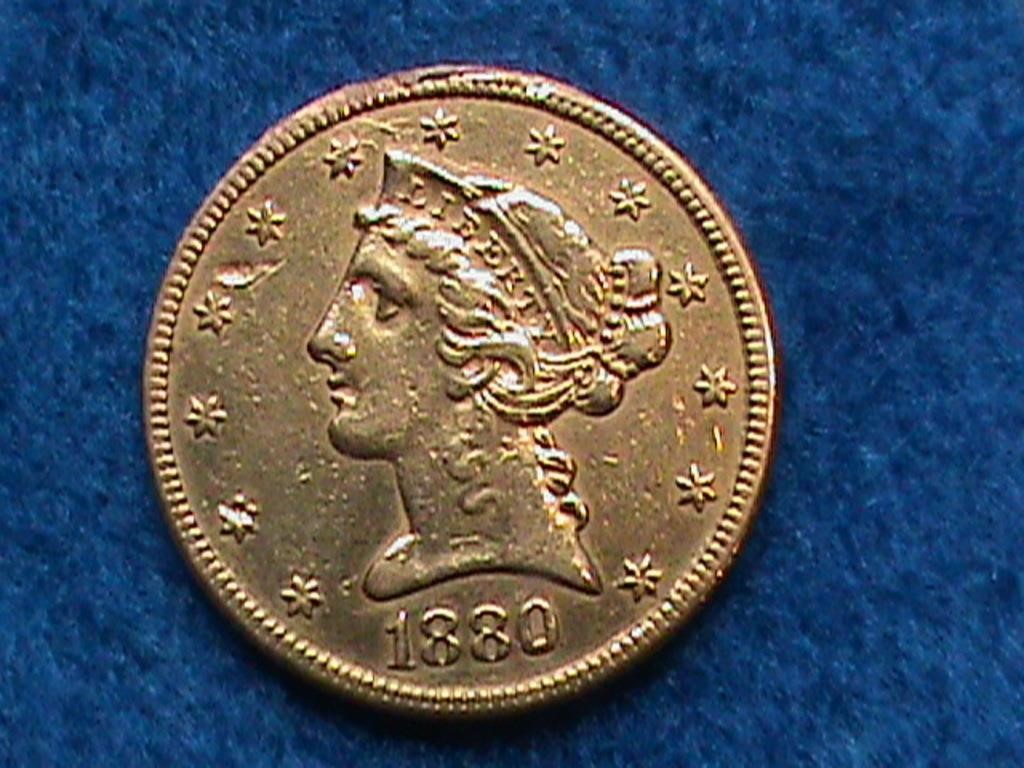 1880 LIBERTY HEAD $5.00 GOLD COIN