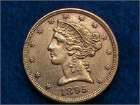 1895 LIBERTY HEAD $5.00 GOLD COIN