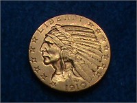 1910 INDIAN  $5.00 GOLD COIN