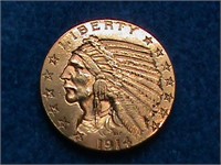 1914 INDIAN  $5.00 GOLD COIN