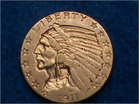 1911 INDIAN  $5.00 GOLD COIN