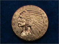 1911-S INDIAN  $5.00 GOLD COIN