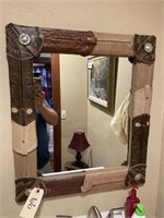 Leather Framed Wall Mirror 27" x 30"