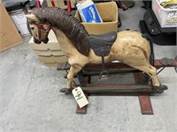 Vintage Wooden Rocking Horse-Hand Carved