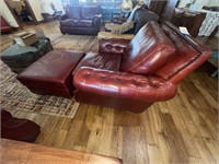 Red Leather Chair & Ottoman by USA Premium