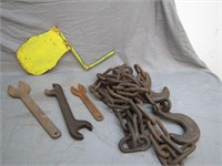 Lot Of Various Vintage Tools & Heavy Duty Chain