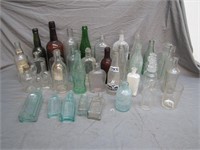 Large Lot Of Assorted Antique Glass Bottles