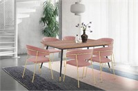 Armen Nara Rectangular Dining, 7 Pieces Set, Pink