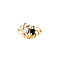 Sapphire & Diamond Scrollwork Ring 14k Gold