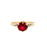 Vintage Ruby Solitaire Ring 14k Gold