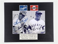 Sandy Koufax & Willie Mays Signed Baseball Photo