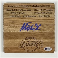 "Magic" Johnson Autographed LA Lakers Floorboard