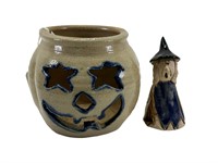Lot of 2 Small Pottery Halloween Décorations