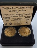 1998 Michael jordan bulls bronze 2 coin set