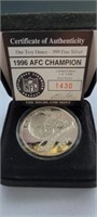 1 oz. Of silver new England patriots coin