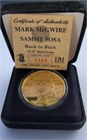 Mark Mcguire Sammy Sosa 24k gold overlay coin
