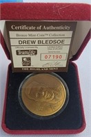 Drew Bledsoe bronze medallion
