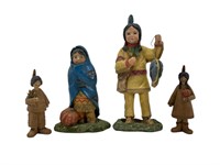 Lot of 4 Thanksgiving Indian Figures