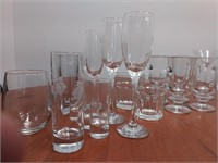 Set of Martini + Champagne Glasses, Clear Glass