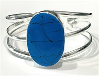 STUNNING BLUE TURQUOISE LADIES STERLING CUFF