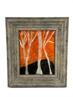 Signed Birch Tree Painting