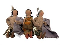 Lot of 3 Primitive Style Native American Dolls